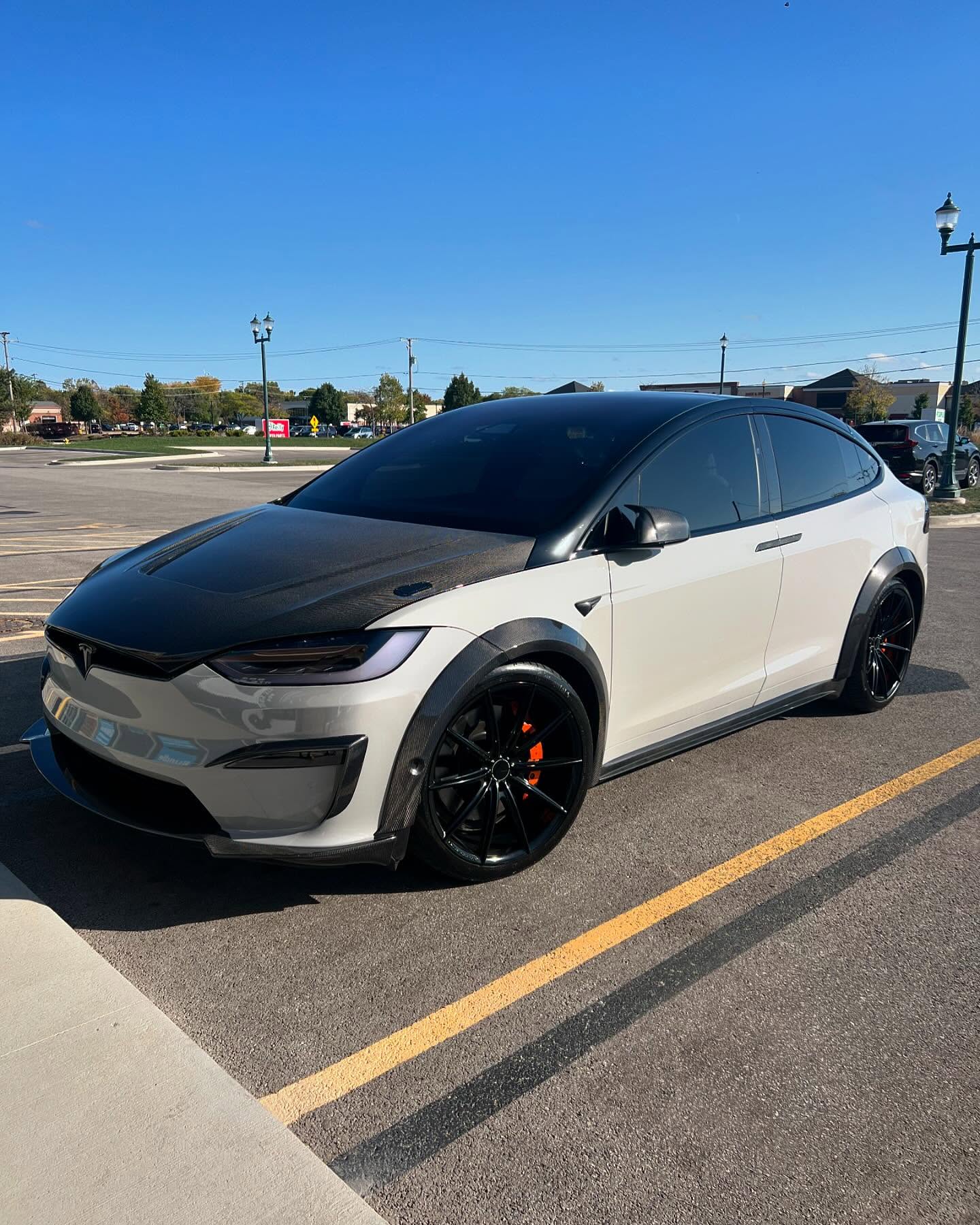 Tesla Model X P100D 100D 90D 75D 60D Performance Long Range Base 2016 2017 2018 2019 2020 2021 with Aftermarket Parts - Widebody Wheel Arches Carbon Fiber / FRP from CMST Tuning