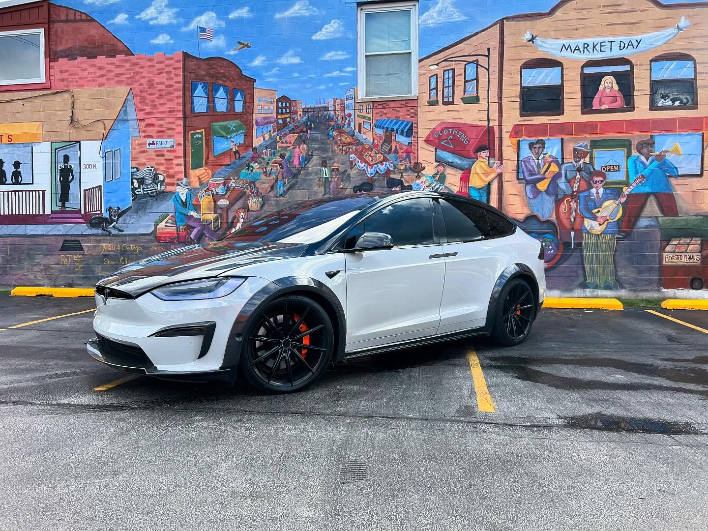 Tesla Model X P100D 100D 90D 75D 60D Performance Long Range Base 2016 2017 2018 2019 2020 2021 with Aftermarket Parts - Widebody Wheel Arches Carbon Fiber / FRP from CMST Tuning