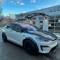 Tesla Model X P100D 100D 90D 75D 60D Performance Long Range Base 2016 2017 2018 2019 2020 2021 with Aftermarket Parts - Widebody Wheel Arches Carbon Fiber / FRP from CMST Tuning