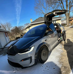 Tesla Model X P100D 100D 90D 75D 60D Performance Long Range Base 2016 2017 2018 2019 2020 2021 with Aftermarket Parts - Widebody Wheel Arches Carbon Fiber / FRP from CMST Tuning