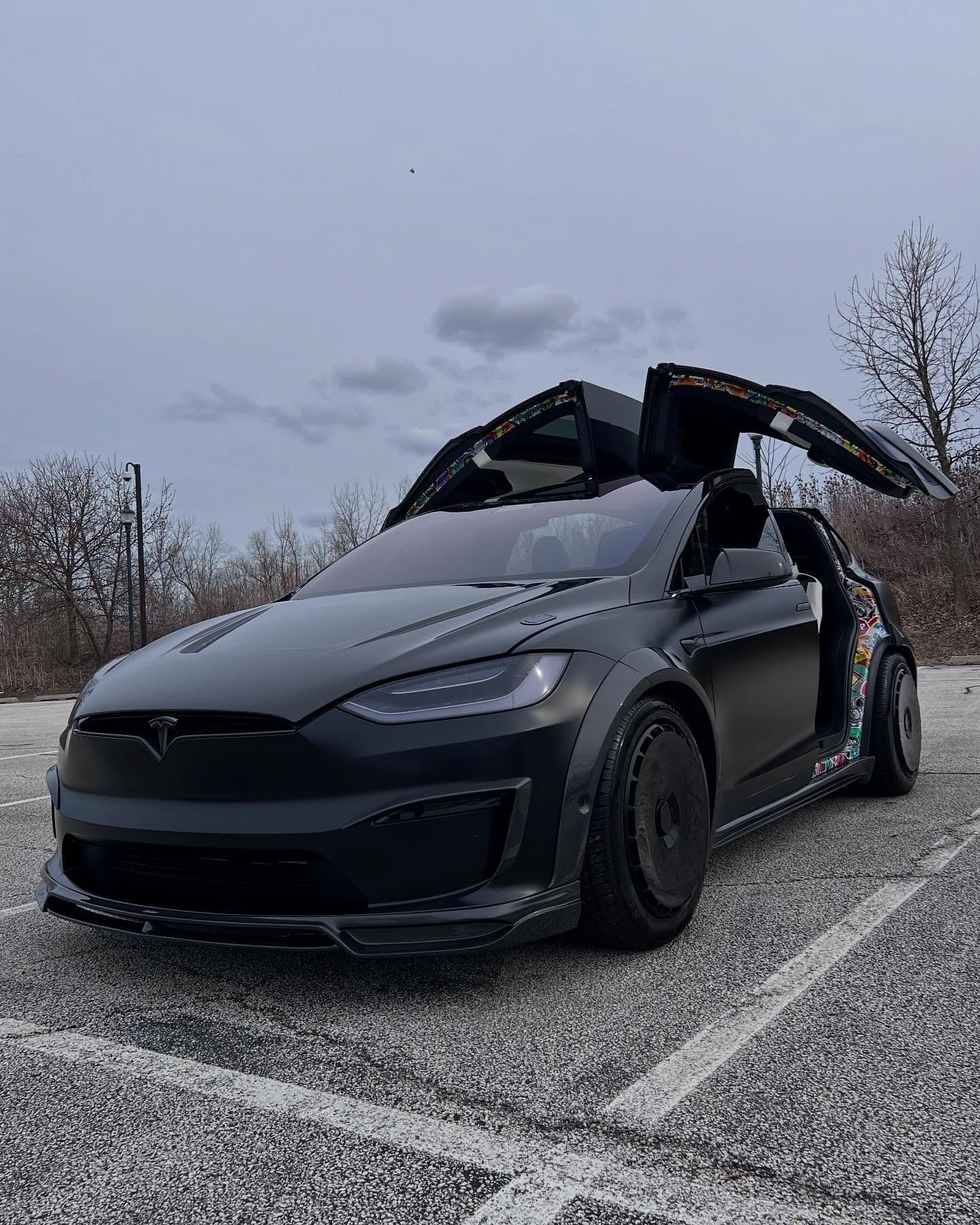 Tesla Model X P100D 100D 90D 75D 60D Performance Long Range Base 2016 2017 2018 2019 2020 2021 with Aftermarket Parts - Upper Valences Carbon Fiber / FRP from CMST Tuning
