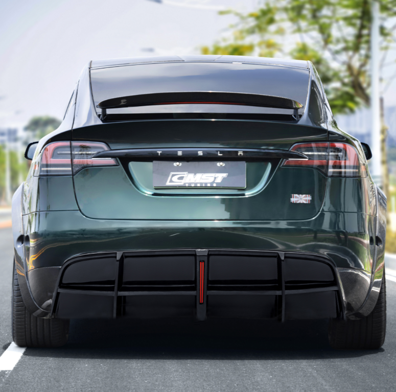 Tesla Model X 2022-ON with Aftermarket Parts - V2 Rear Diffuser  FRP / Carbon Fiber from CMST Tuning
