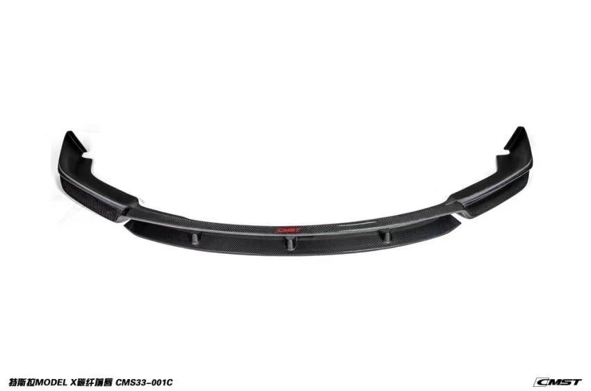 Tesla Model X P100D 100D 90D 75D 60D Performance Long Range Base 2016 2017 2018 2019 2020 2021 with Aftermarket Parts - Front Lip Splitter Carbon Fiber / FRP from CMST Tuning