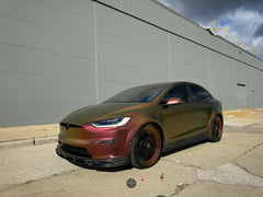 Tesla Model X P100D 100D 90D 75D 60D Performance Long Range Base 2016-2021 with Aftermarket Parts - Front Lip Splitter Carbon Fiber / FRP from CMST Tuning

