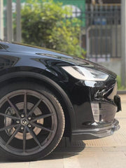 Tesla Model X P100D 100D 90D 75D 60D Performance Long Range Base 2016 2017 2018 2019 2020 2021 with Aftermarket Parts - Front Lip Splitter Carbon Fiber / FRP from CMST Tuning