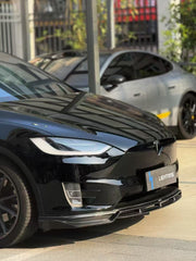 Tesla Model X P100D 100D 90D 75D 60D Performance Long Range Base 2016 2017 2018 2019 2020 2021 with Aftermarket Parts - Front Lip Splitter Carbon Fiber / FRP from CMST Tuning