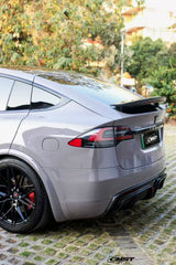 Tesla Model X P100D 100D 90D 75D 60D Performance Long Range Base 2016-2021 with Aftermarket Parts - Rear Trunk Spoiler Carbon Fiber / FRP from CMST Tuning