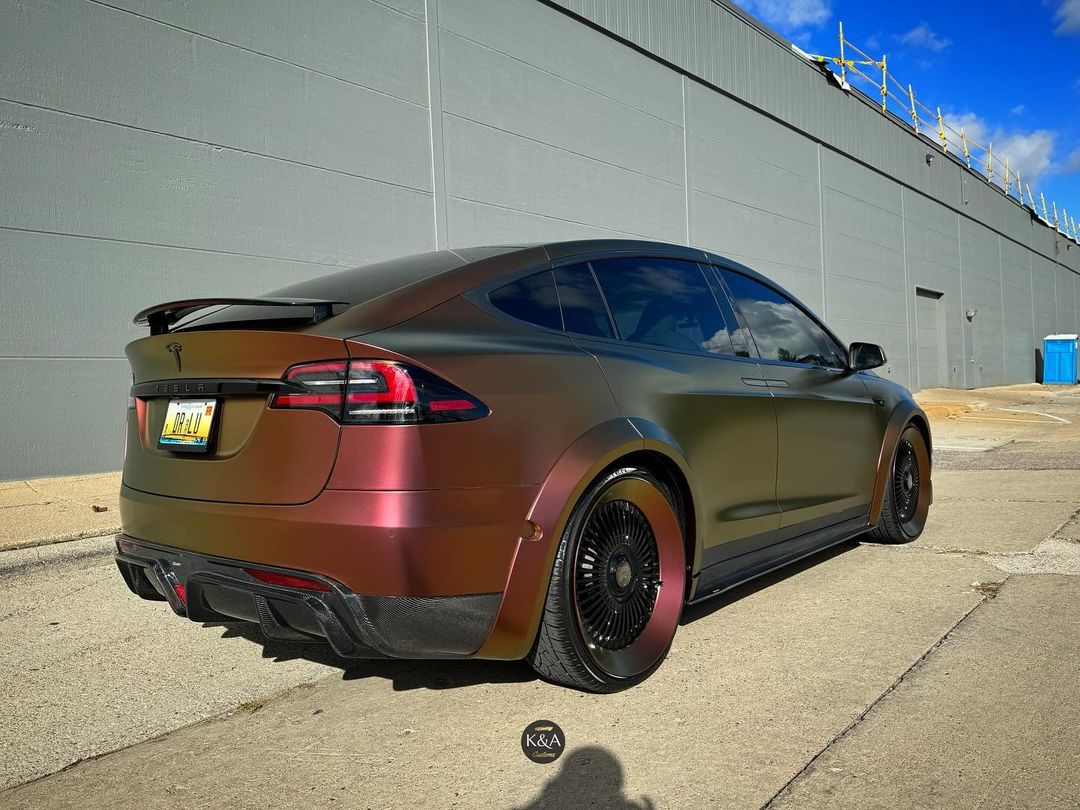 Tesla Model X P100D 100D 90D 75D 60D Performance Long Range Base 2016-2021 with Aftermarket Parts - Rear Diffuser Carbon Fiber / FRP from CMST Tuning