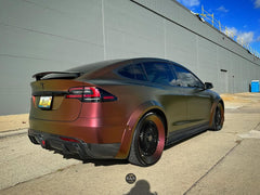 Tesla Model X P100D 100D 90D 75D 60D Performance Long Range Base 2016-2021 with Aftermarket Parts - Rear Diffuser Carbon Fiber / FRP from CMST Tuning