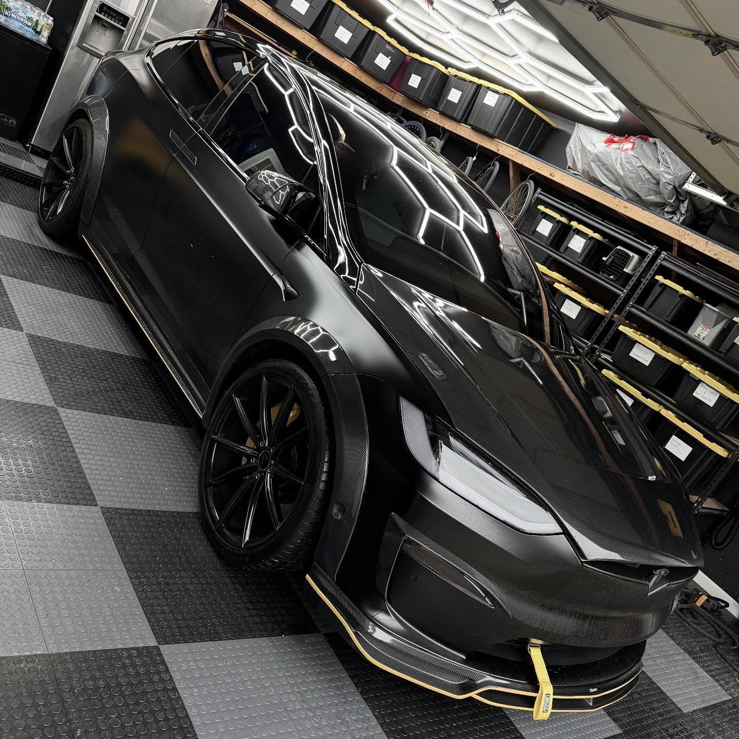 Tesla Model X P100D 100D 90D 75D 60D Performance Long Range Base 2016 2017 2018 2019 2020 2021 with Aftermarket Parts - Upper Valences Carbon Fiber / FRP from CMST Tuning