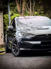 Tesla Model X Plaid Long Range Base 2022 2023 2024 with Aftermarket Parts - Hood Bonnet Carbon Fiber  FRP