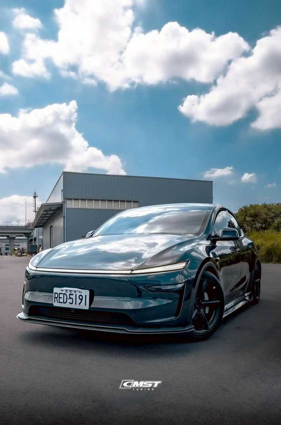 Tesla Model Y Juniper 2026-ON with Aftermarket Parts - V1 Front Lip Carbon Fiber / FRP from CMST Tuning
