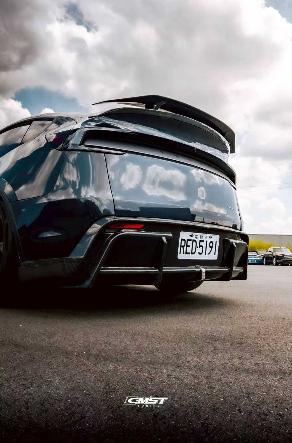 Tesla Model Y Juniper 2026-ON with Aftermarket Parts - V1 Rear Spoiler Carbon Fiber / FRP from CMST Tuning