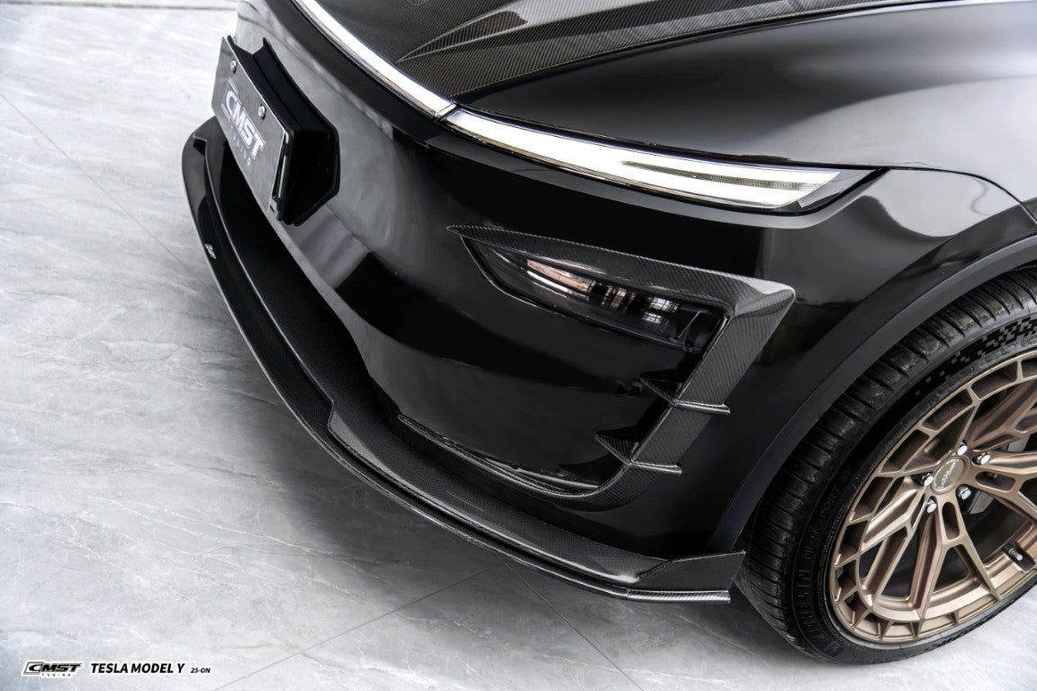 Tesla Model Y Juniper 2026-ON with Aftermarket Parts - Upper Valences Carbon Fiber / FRP from CMST Tuning