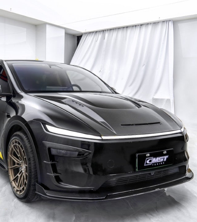 Tesla Model Y Juniper 2026-ON with Aftermarket Parts - V1 Front Lip Carbon Fiber / FRP from CMST Tuning
