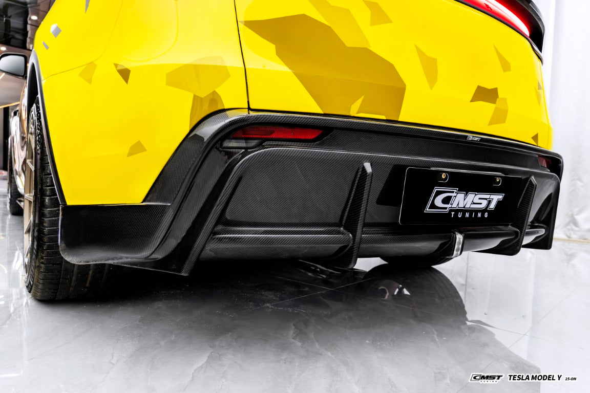 Tesla Model Y Juniper 2026-ON with Aftermarket Parts - V1 Rear Diffuser Carbon Fiber / FRP from CMST Tuning