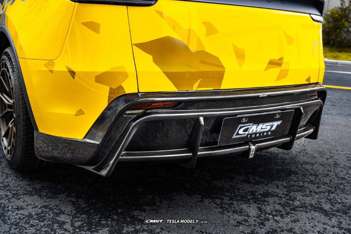 Tesla Model Y Juniper 2026-ON with Aftermarket Parts - V1 Rear Diffuser Carbon Fiber / FRP from CMST Tuning