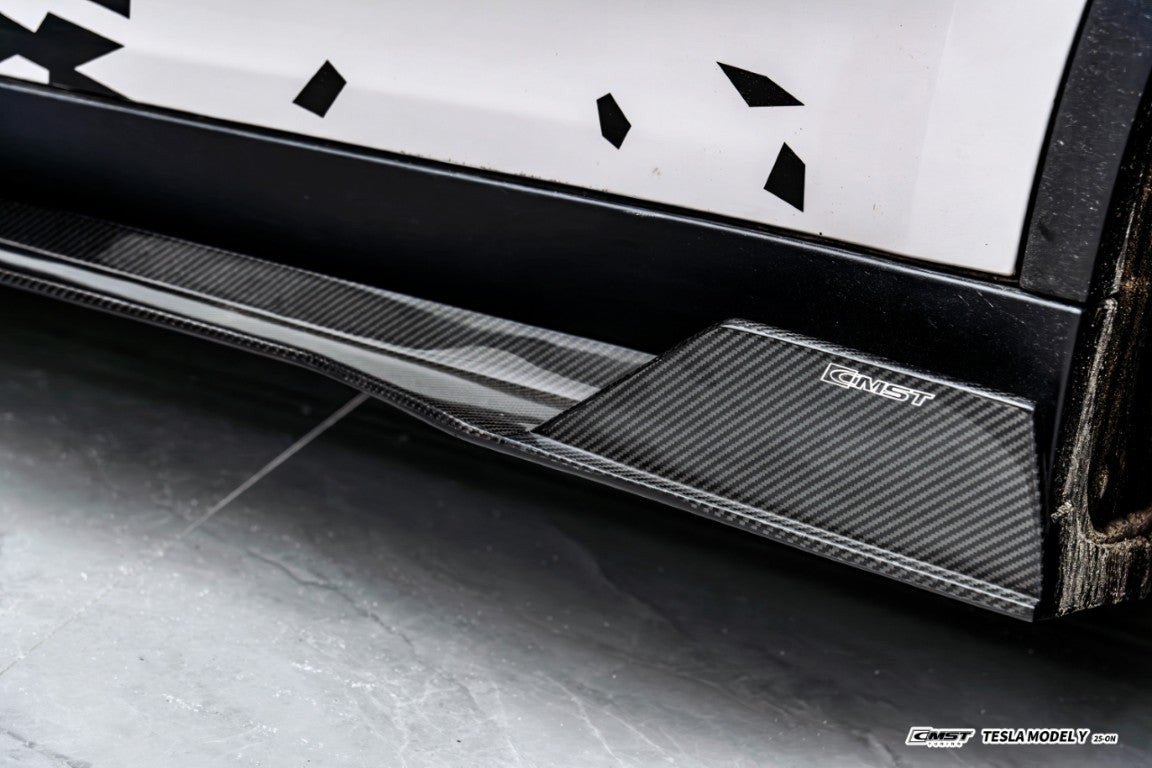 Tesla Model Y Juniper 2026-ON with Aftermarket Parts - V1 Side Skirts Carbon Fiber / FRP from CMST Tuning