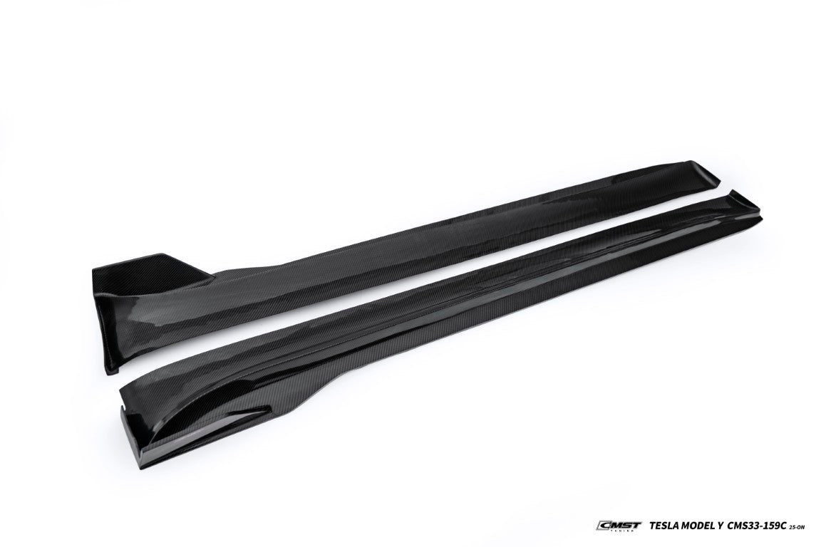 Tesla Model Y Juniper 2026-ON with Aftermarket Parts - V1 Side Skirts Carbon Fiber / FRP from CMST Tuning