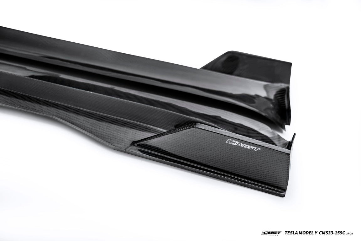 Tesla Model Y Juniper 2026-ON with Aftermarket Parts - V1 Side Skirts Carbon Fiber / FRP from CMST Tuning