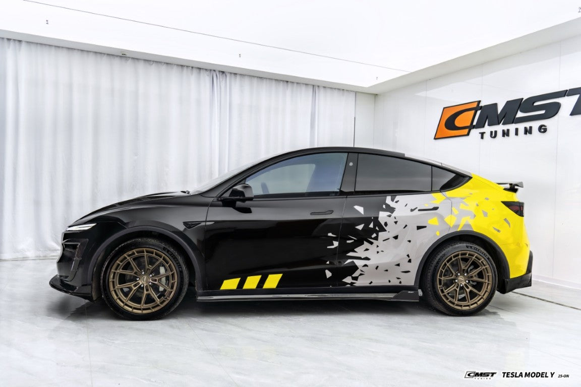 Tesla Model Y Juniper 2026-ON with Aftermarket Parts - V1 Side Skirts Carbon Fiber / FRP from CMST Tuning