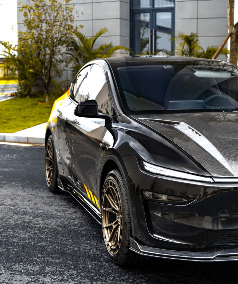 Tesla Model Y Juniper 2026-ON with Aftermarket Parts - V1 Side Skirts Carbon Fiber / FRP from CMST Tuning