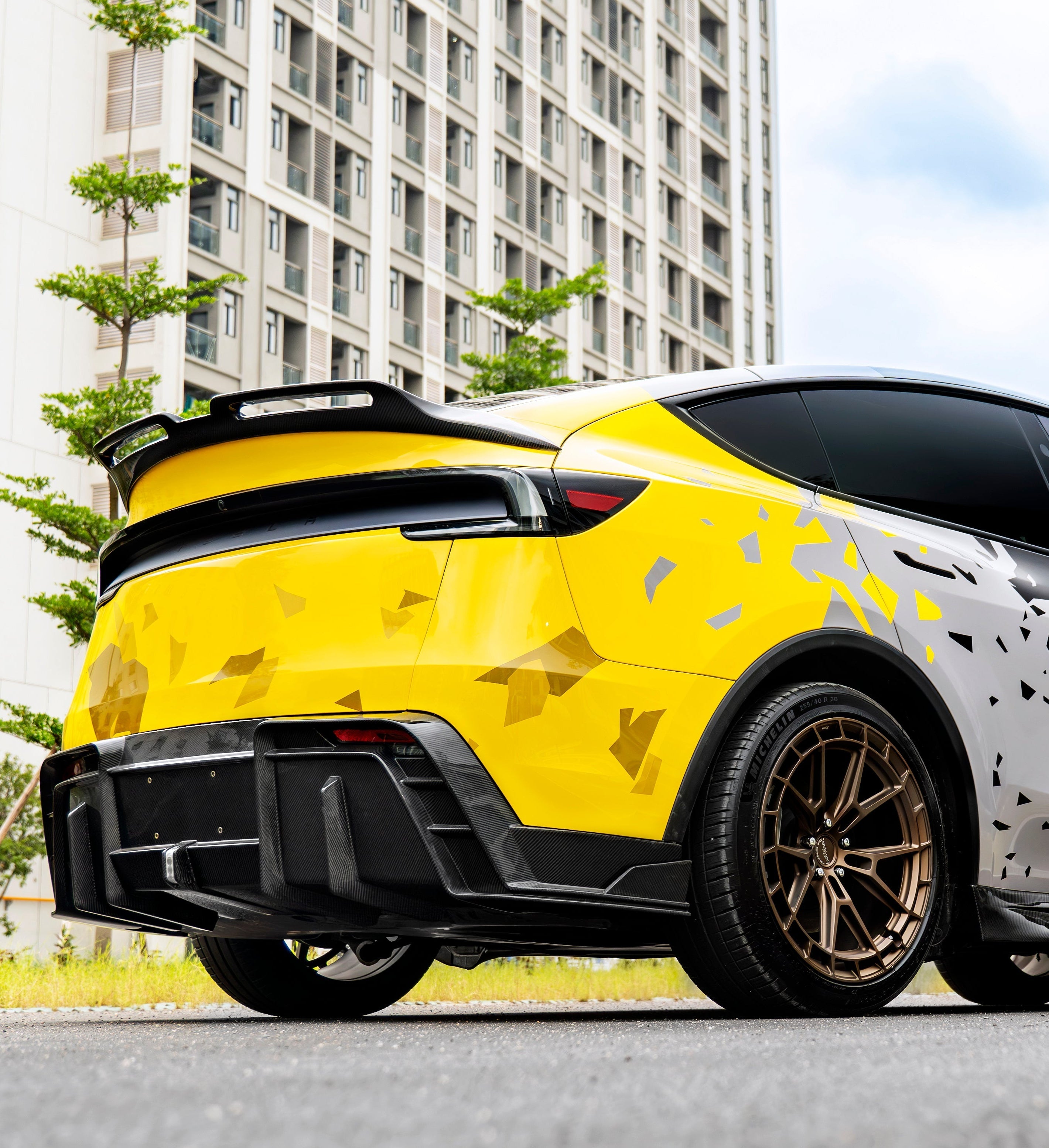 Tesla Model Y Juniper 2026-ON with Aftermarket Parts - V2 Rear Diffuser Carbon Fiber / FRP from CMST Tuning