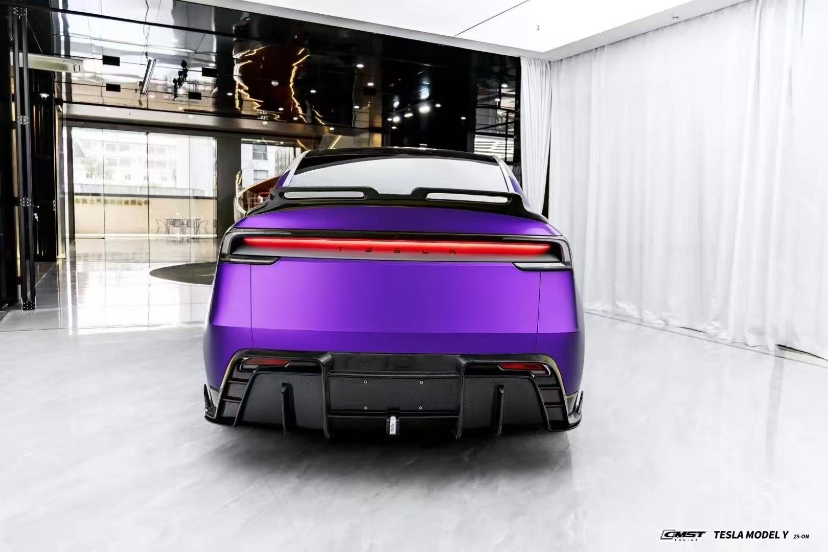 Tesla Model Y Juniper 2026-ON with Aftermarket Parts - V2 Rear Diffuser Carbon Fiber / FRP from CMST Tuning