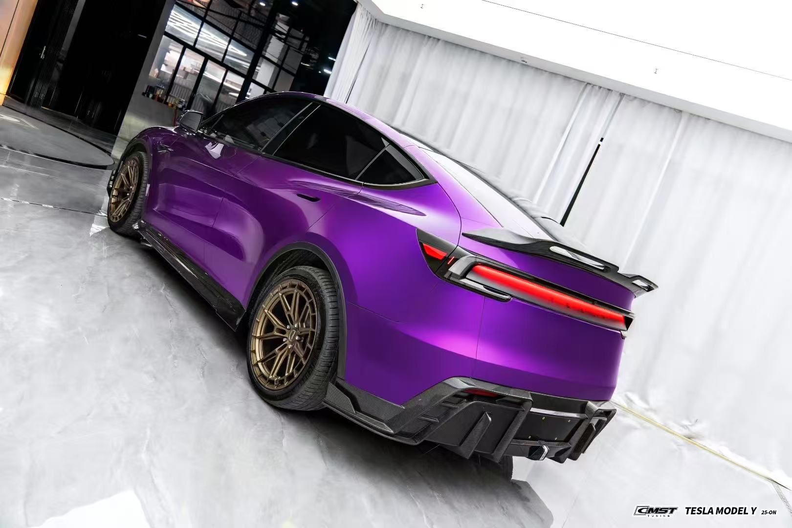 Tesla Model Y Juniper 2026-ON with Aftermarket Parts - V2 Rear Diffuser Carbon Fiber / FRP from CMST Tuning