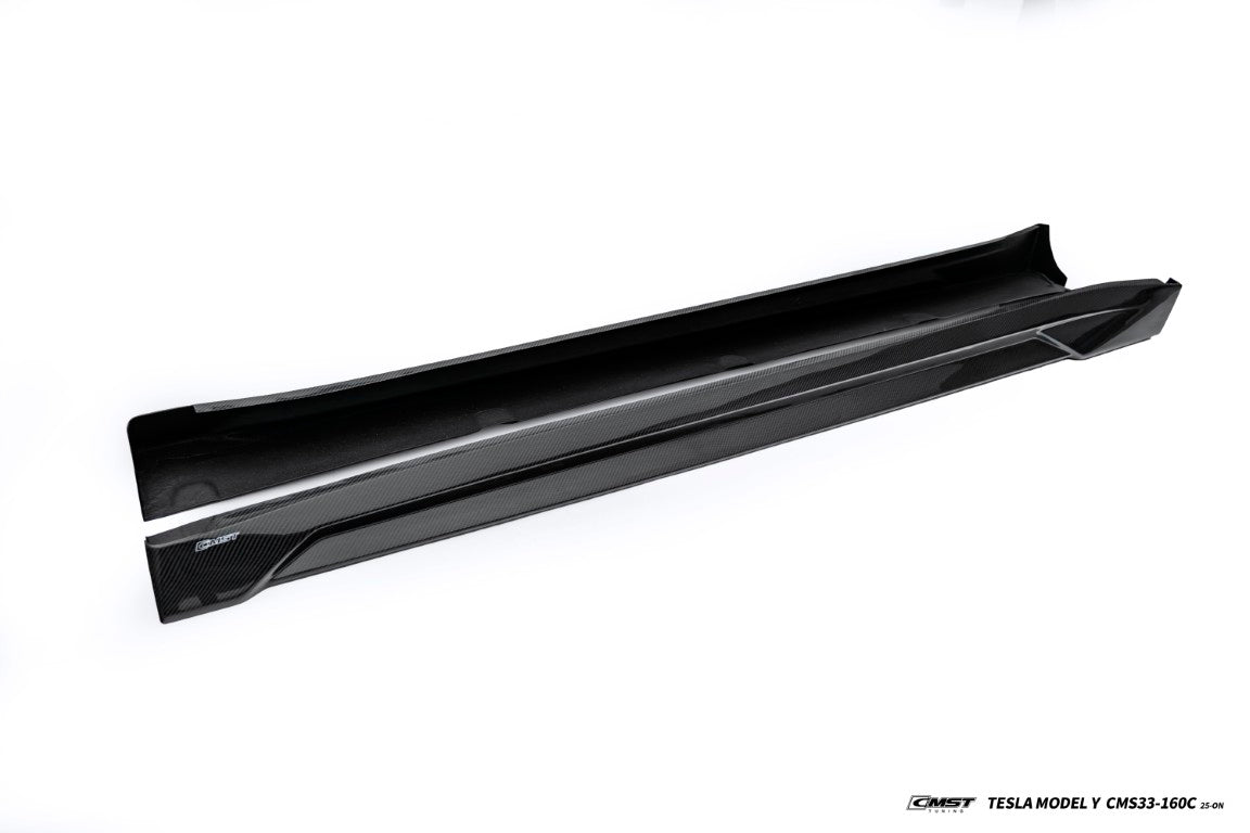Tesla Model Y Juniper 2026-ON with Aftermarket Parts - V2 Side Skirts Carbon Fiber / FRP from CMST Tuning