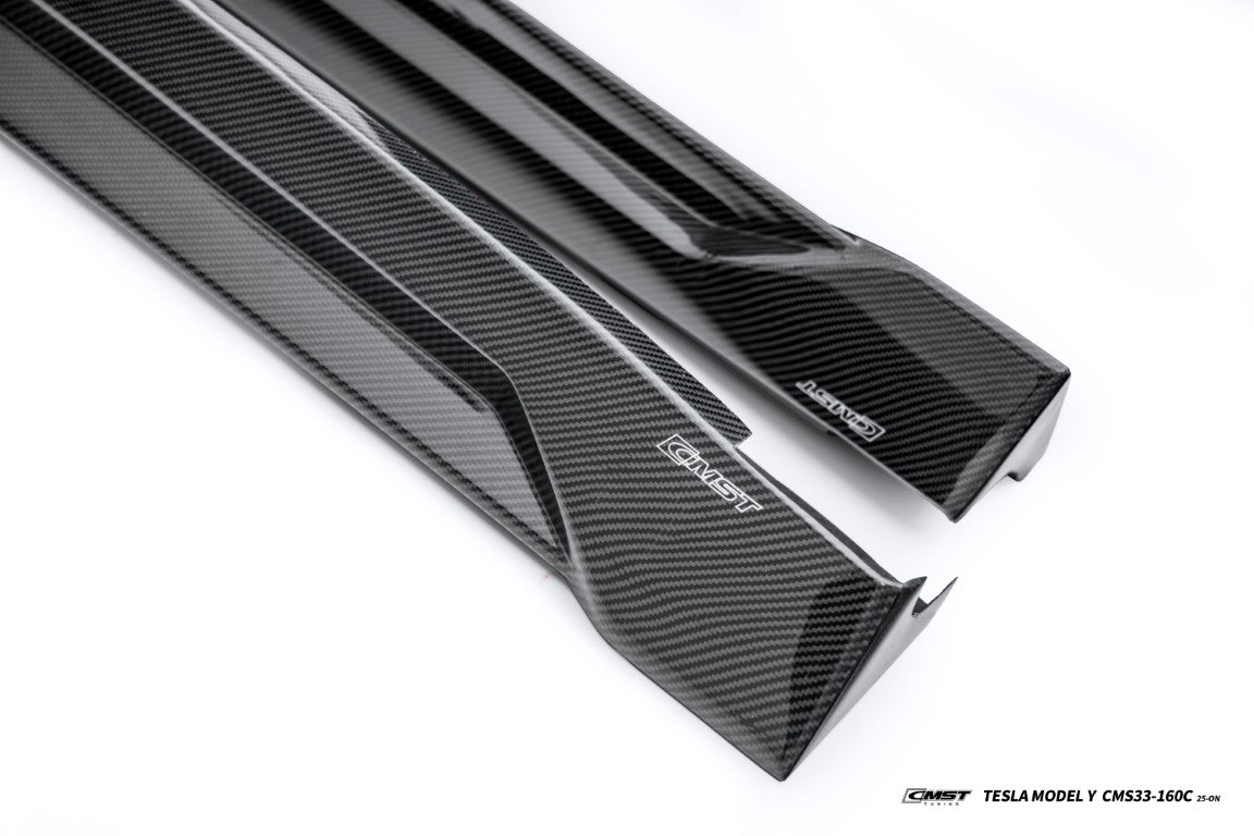 Tesla Model Y Juniper 2026-ON with Aftermarket Parts - V2 Side Skirts Carbon Fiber / FRP from CMST Tuning