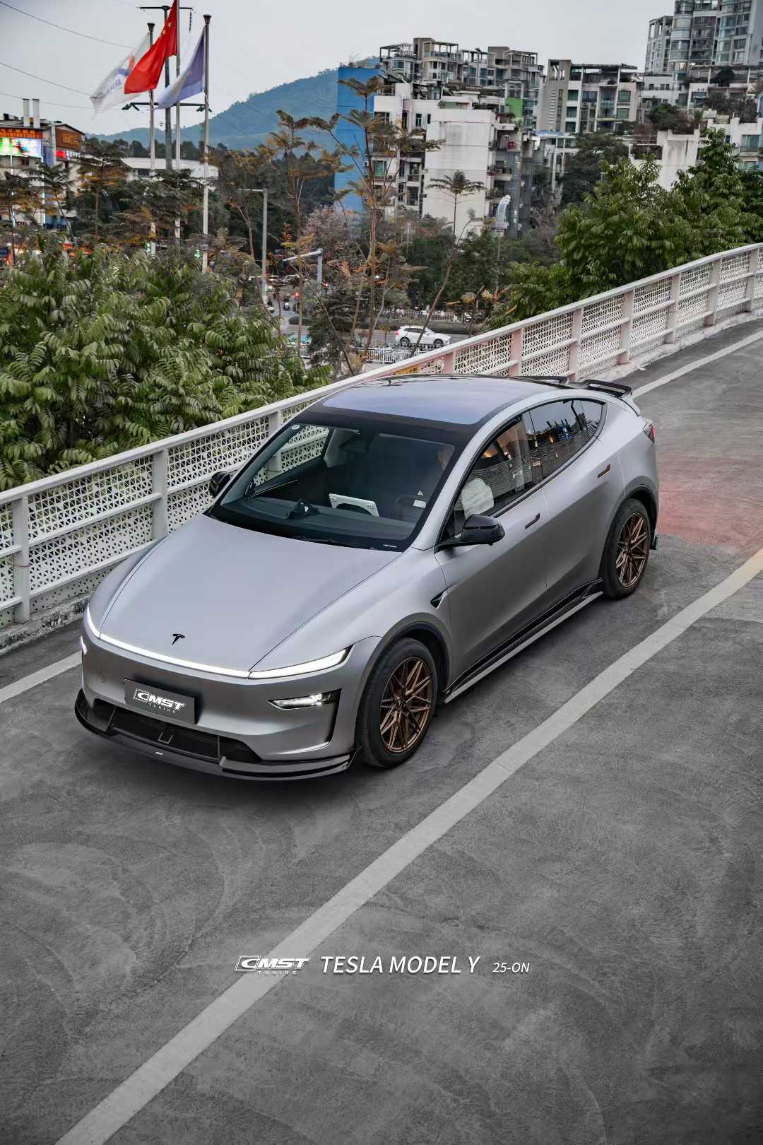 Tesla Model Y Juniper 2026-ON with Aftermarket Parts - V6 Front Lip PP Polypropylene from CMST Tuning