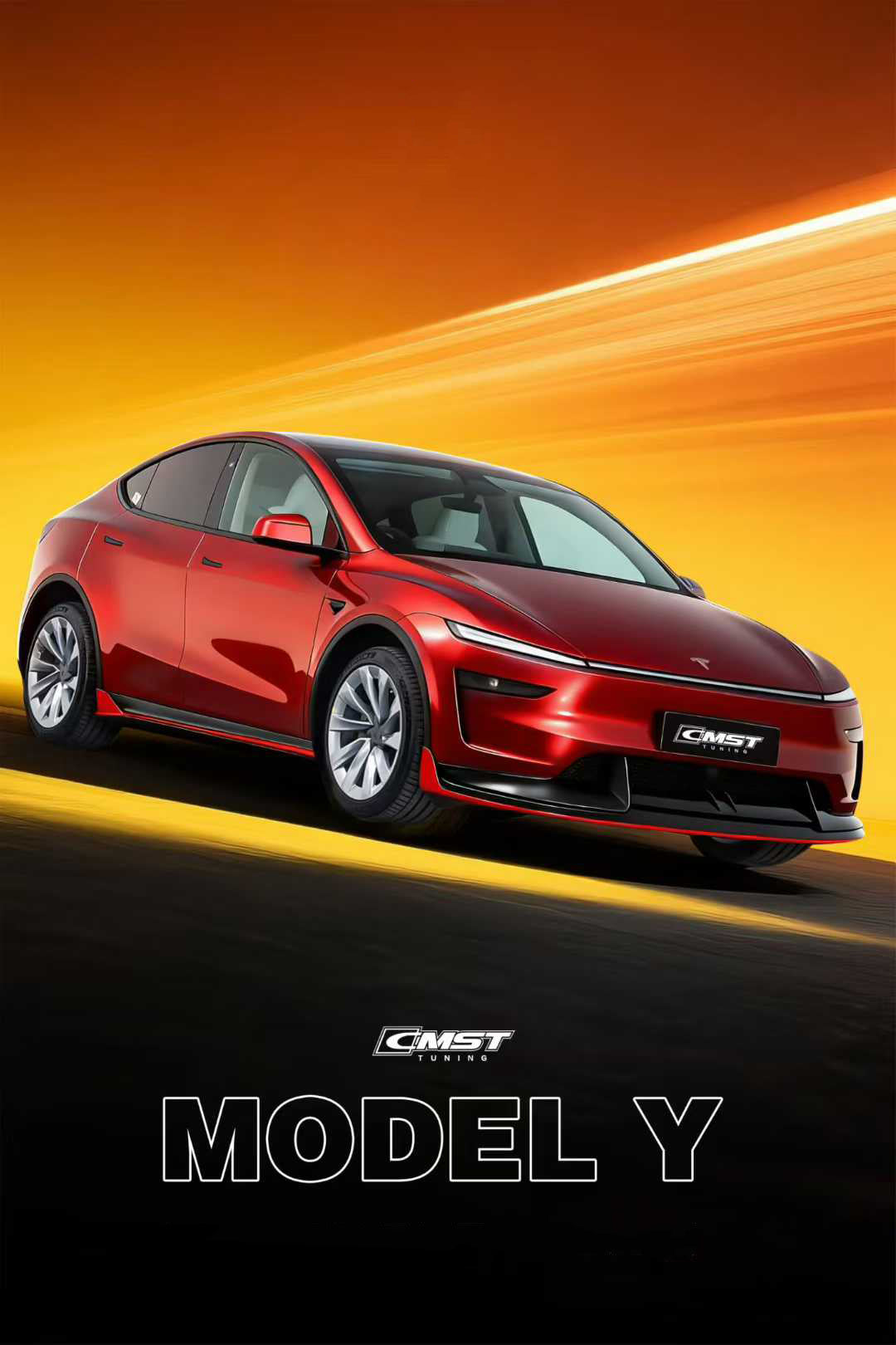 Tesla Model Y Juniper 2026-ON with Aftermarket Parts - V6 Front Lip PP Polypropylene from CMST Tuning