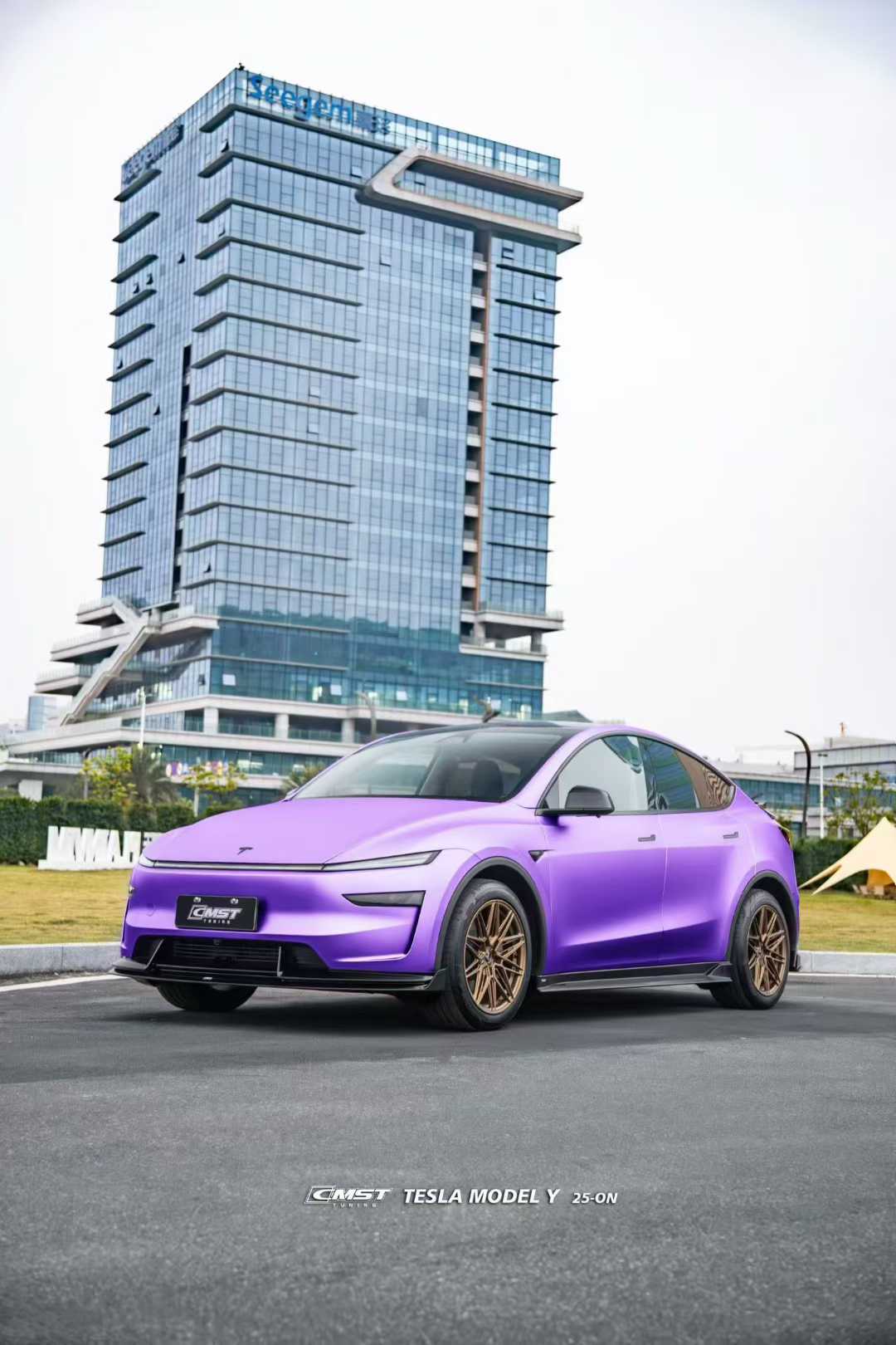 Tesla Model Y Juniper 2026-ON with Aftermarket Parts - V6 Front Lip PP Polypropylene from CMST Tuning