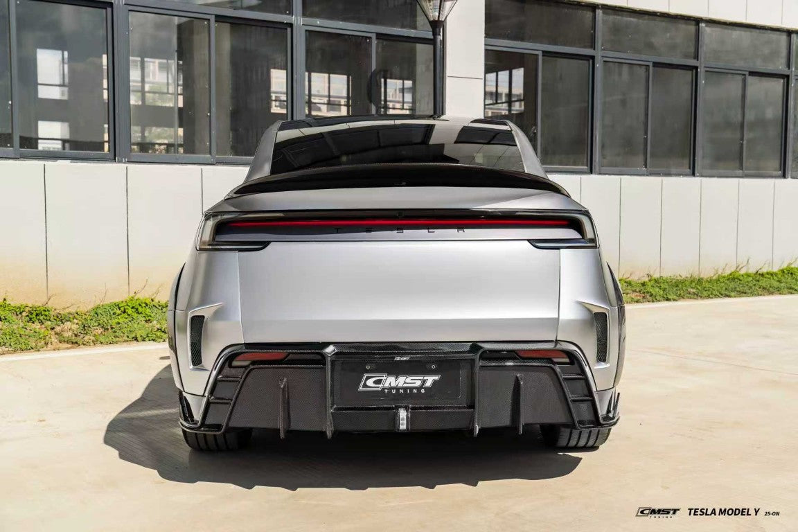 Tesla Model Y Juniper Base 2026-ON with Aftermarket Parts - Rear Bumper Carbon Fiber / FRP from CMST Tuning