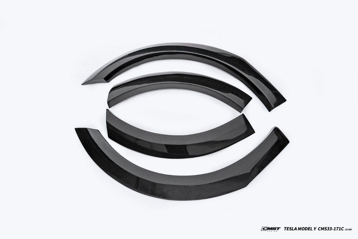 Tesla Model Y Juniper Base Performance 2026-ON with Aftermarket Parts - Widebody Fender Flares Wheel Arches Carbon Fiber / FRP from CMST Tuning