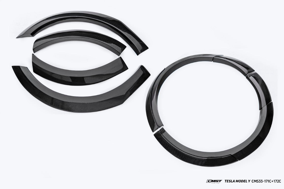 Tesla Model Y Juniper Base Performance 2026-ON with Aftermarket Parts - Widebody Fender Flares Wheel Arches Carbon Fiber / FRP from CMST Tuning