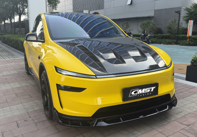 Tesla Model Y Juniper 2026-ON with Aftermarket Parts - V1 Hood Carbon Fiber / FRP from CMST Tuning