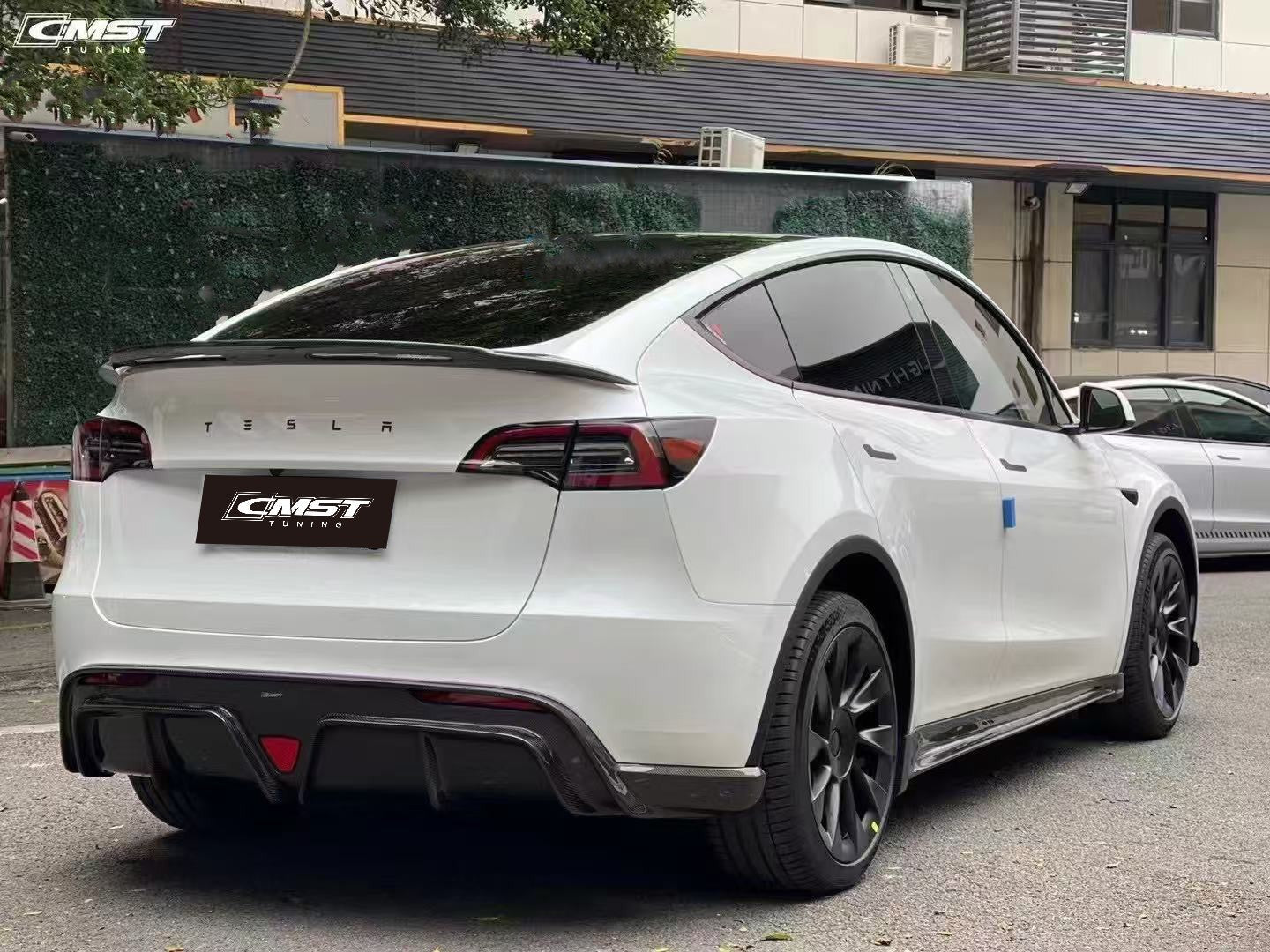 Tesla Model Y Performance AWD Long Range RWD Standard 2020-ON with Aftermarket Parts - V1 Style Rear Trunk Spoiler Carbon Fiber / FRP from CMST Tuning