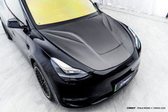 Tesla Model Y Performance AWD Long Range RWD Standard 2020 2021 2022 2023 2024 with Aftermarket Parts - V5 Hood Bonnet Carbon Fiber / FRP from  CMST Tuning