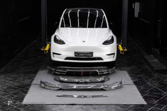 Tesla Model Y Performance AWD Long Range RWD Standard 2020-ON with Aftermarket Parts - V3 Style Front Lip Splitter Carbon Fiber / FRP from CMST Tuning
