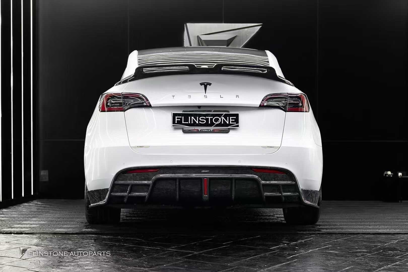 Tesla Model Y Performance AWD Long Range RWD Standard 2020-ON with Aftermarket Parts - V5 Style Rear Diffuser Carbon Fiber / FRP from CMST Tuning