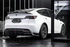 Tesla Model Y Performance AWD Long Range RWD Standard 2020-ON with Aftermarket Parts - V3 Style Rear Trunk Spoiler Carbon Fiber / FRP from CMST Tuning
