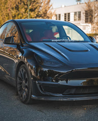 Tesla Model Y Performance AWD Long Range RWD Standard 2020 2021 2022 2023 2024 with Aftermarket Parts - V1 Hood Bonnet Carbon Fiber / FRP from CMST Tuning