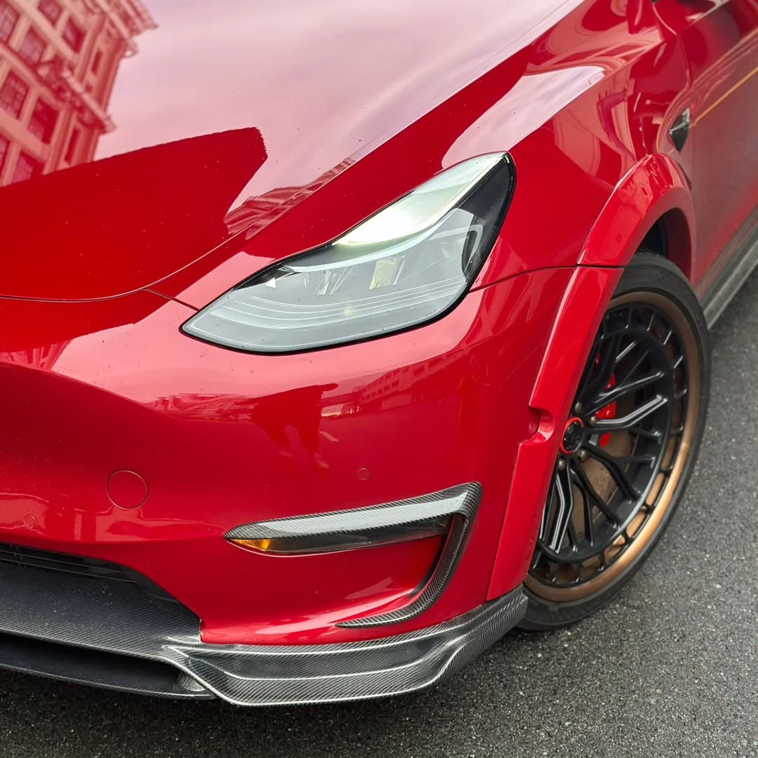 Tesla Model Y Performance AWD Long Range RWD Standard 2020 2021 2022 2023 2024 with Aftermarket Parts - Widebody Wheel Arches Carbon Fiber / FRP from CMST Tuning
