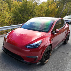 Tesla Model Y Performance AWD Long Range RWD Standard 2020 2021 2022 2023 2024 with Aftermarket Parts - V2 Front Lip Splitter Carbon Fiber / FRP from CMST Tuning