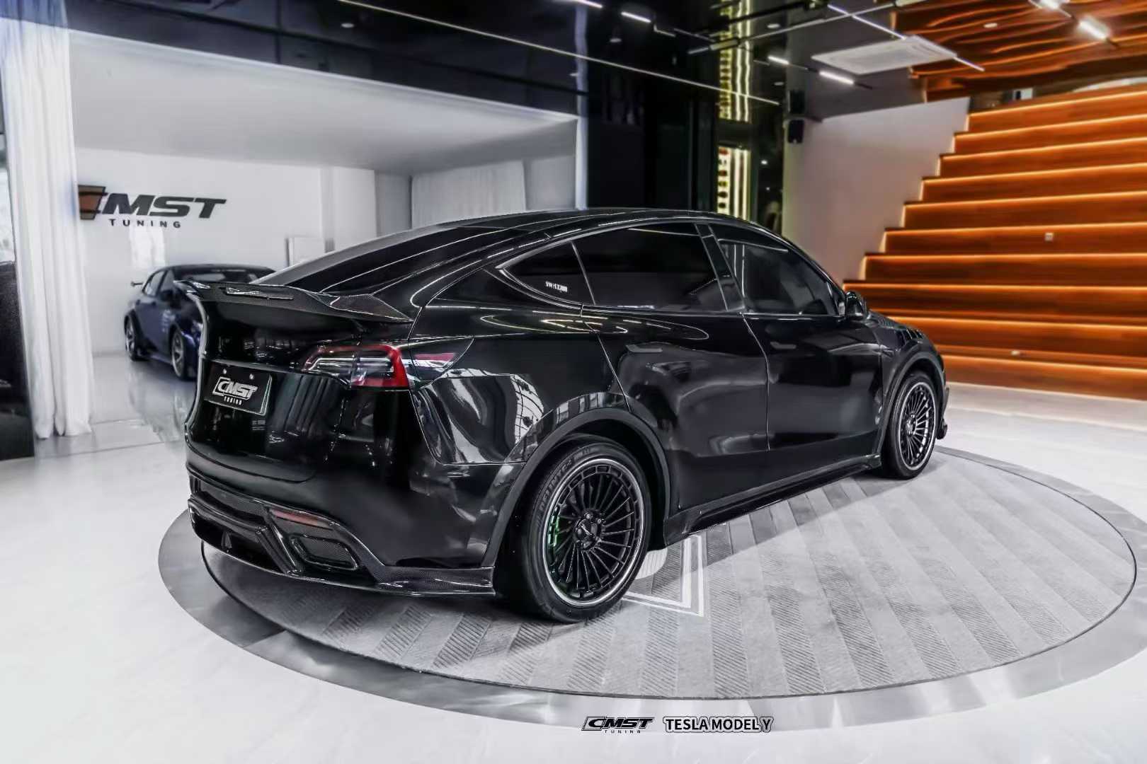 Tesla Model Y Performance AWD Long Range RWD Standard 2020-ON with Aftermarket Parts - V2 Style Side Skirts Carbon Fiber / FRP from CMST Tuning