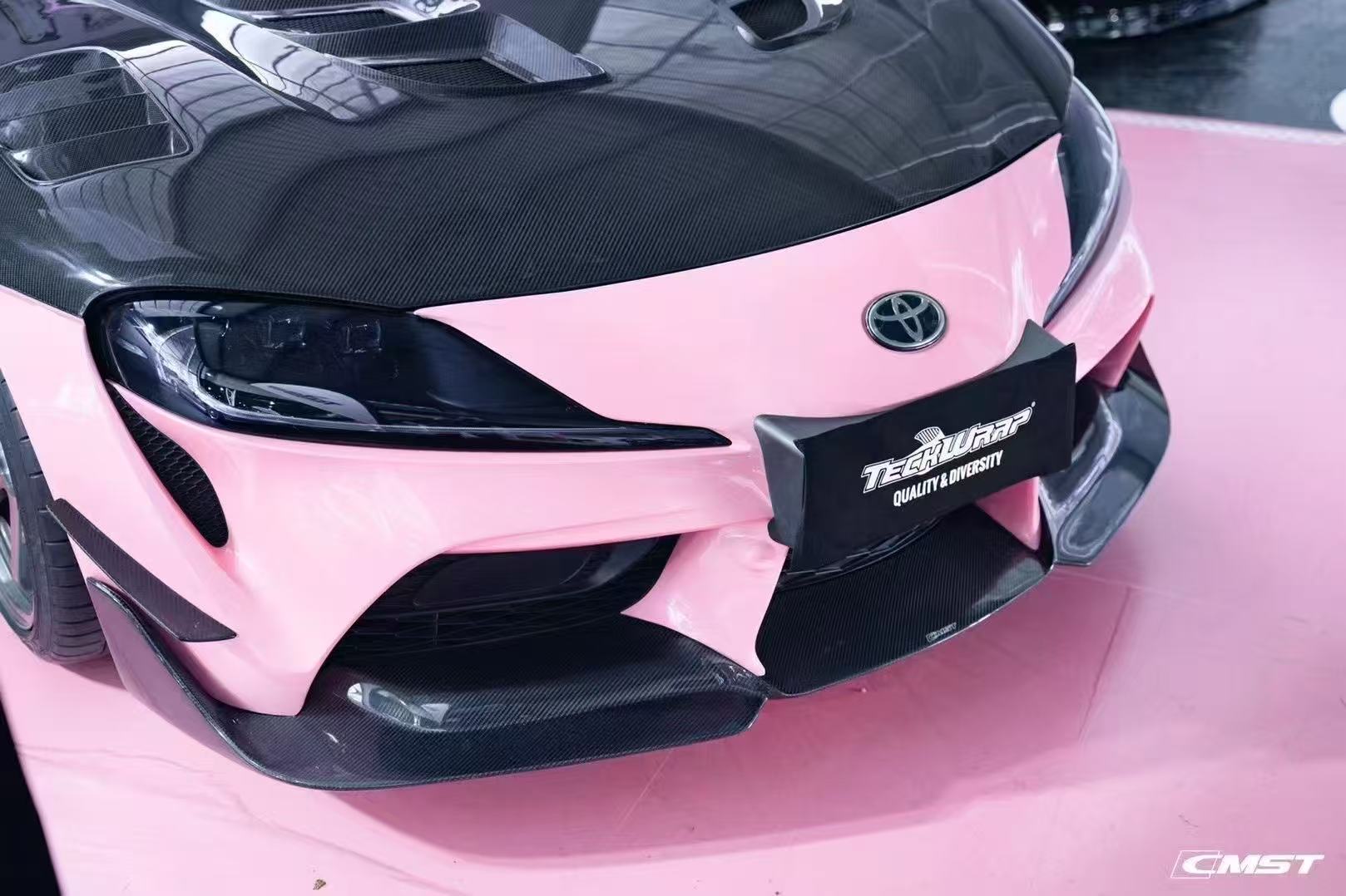 Toyota Supra MK5 A90 A91 3.0 2.0 2020 2021 2022 2023 2024 with Aftermarket Parts - Front Lip Splitter Carbon Fiber / FRP from CMST Tuning