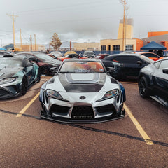 Toyota Supra MK5 A90 A91 3.0 2.0 2020 2021 2022 2023 2024 with Aftermarket Parts - V2 Tempered Glass Clearview Hood Bonnet Carbon Fiber / FRP from CMST Tuning