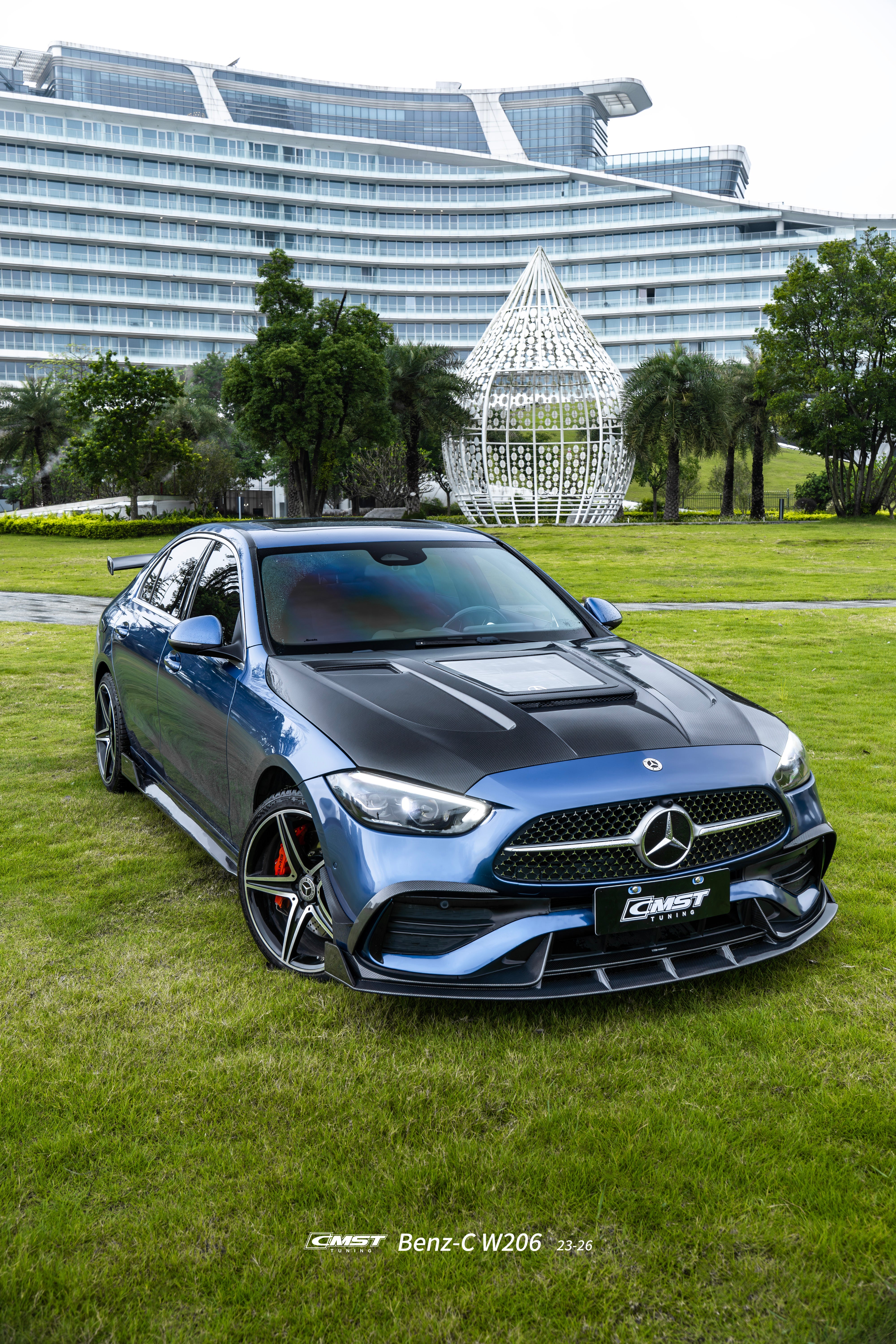 Mercedes Benz C-Class C43 AMG C300 (with sport-package bumper) W206 S206 2021-ON with Aftermarket Parts - Upper Valences Carbon Fiber / FRP from CMST Tuning